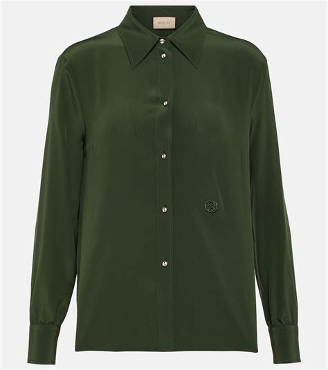 lime green gucci shirt|Silk crêpe de chine shirt in green .